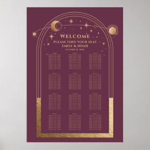 Poster Mariage Lune Soleil Étoiles Fleur de Prunier Mysti