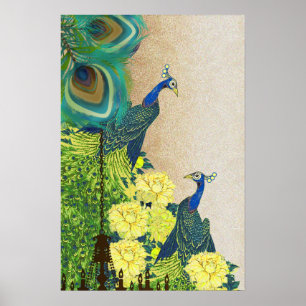 Poster Mariage Lustre Paon Années 20