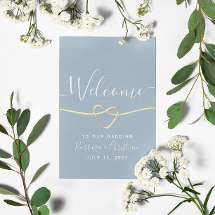 Poster Mariage minimaliste calligraphié bleu poussiéreux