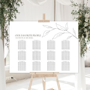 Poster Mariage minimaliste en feuilles d'olive 12 Table a