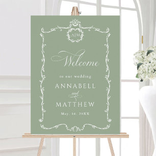 Poster Mariage Moderne Classique Vert Sauge Français de B