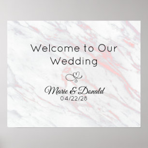 Poster Mariage moderne en marbre rose et gris