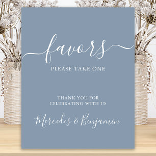 Poster Mariage moderne Faveurs Personnalisé Dusty Blue