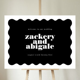 Poster Mariage moderne Gras fractionné noir blanc