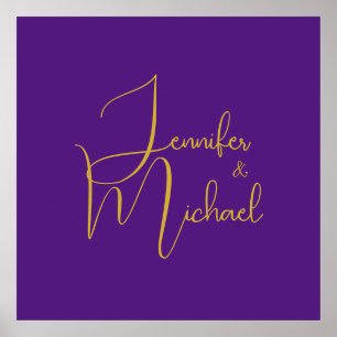 Poster Mariage Moderne Minimaliste Plain Calligraphie Nom