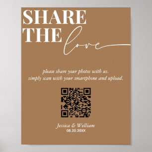 Poster Mariage moderne Partager L'Aimer Qr Code Signal