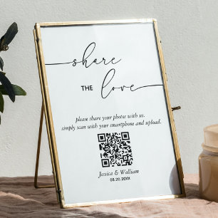 Poster Mariage moderne Partager L'Aimer Qr Code Signal