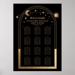 Poster Mariage mystique Black Gold Sun Moon Stars