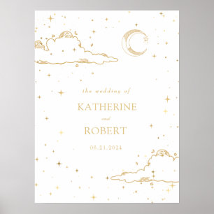 Poster Mariage mystique de la lune d'or céleste