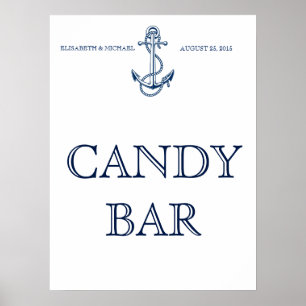 Poster Mariage nautique, Barre de bonbons ou votre texte