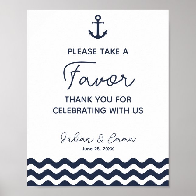 Poster mariage nautique signe bleu marine (Devant)