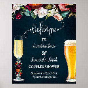 Poster Mariage Navy Bulles & Bières Bienvenue aux Couples