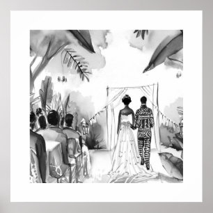 Poster Mariage noir et blanc