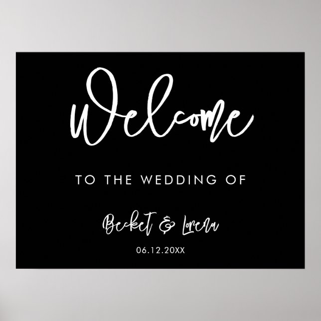 Poster Mariage noir moderne contemporain (Devant)