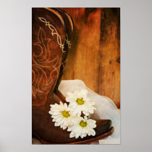Poster Mariage occidental avec des marguerites blanches e
