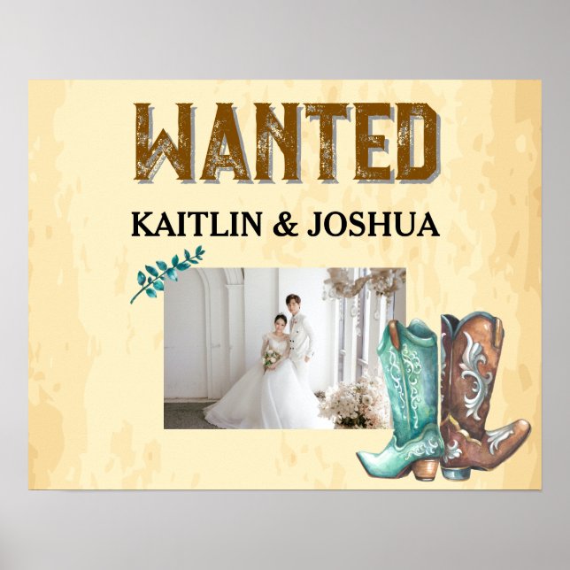 Poster Mariage occidental rustique 🤠 photo RECHERCHÉE (Devant)