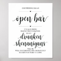 Mariage Open Bar, signe shenanigans ivres