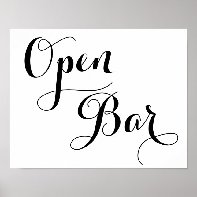 Poster Mariage Open Bar Signer Noir Et Blanc (Devant)