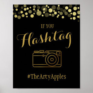 Poster Mariage ou parti Gold & Black sur les médias socia