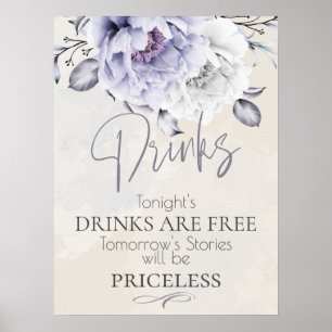 Poster Mariage Panneau de bar Pivoine Alabastre Lilas R