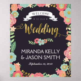 Poster Mariage Panneau de bienvenue / Rustique mariage fl