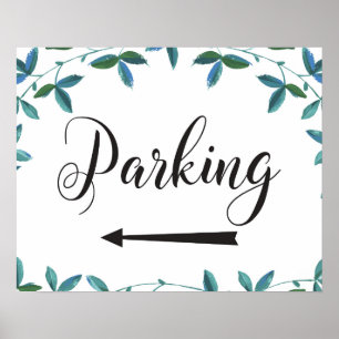 Poster Mariage Parking Directions Flèche gauche Signal