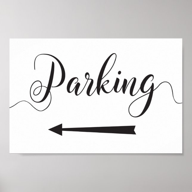 Poster Mariage Parking Instructions Signer Flèche gauche (Devant)