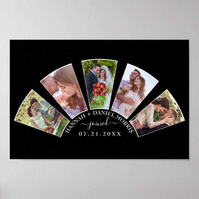 Poster Mariage Photo Collage Forme du ventilateur Nom per (Devant)