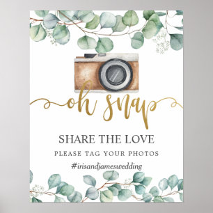 Poster Mariage photo de la balise d'amour pour les Feuill