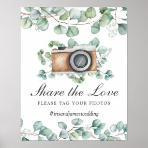 Poster Mariage photo de la balise d'amour pour les Feuill