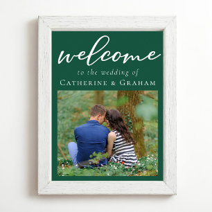 Poster Mariage photo Emerald Green Fiançailles Bienvenue