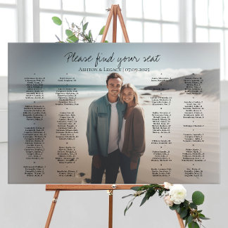 Poster Mariage photo moderne alphabétique assise