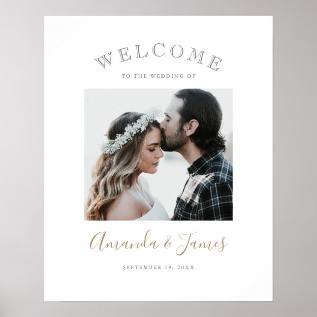 Poster Mariage photo moderne simple et élégant Accueil (Devant)