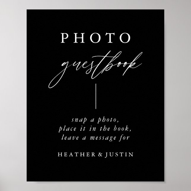 Poster Mariage photo noir Calligraphie Signal (Devant)