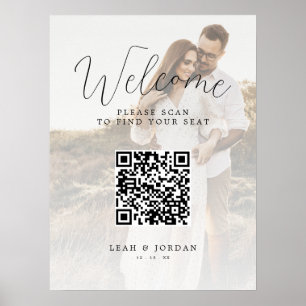 Poster Mariage photo numérique QR Code de siège graphique