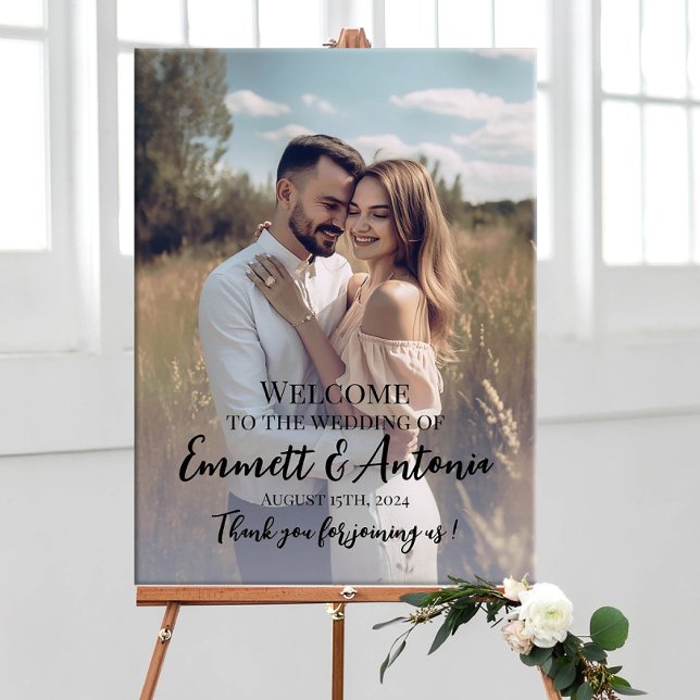 Poster Mariage photo signe de bienvenue élégant (Créateur téléchargé)