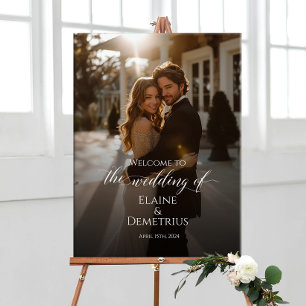 Poster Mariage photo signe de bienvenue & élégante callig