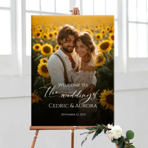 Poster Mariage photo signe de bienvenue & élégante callig