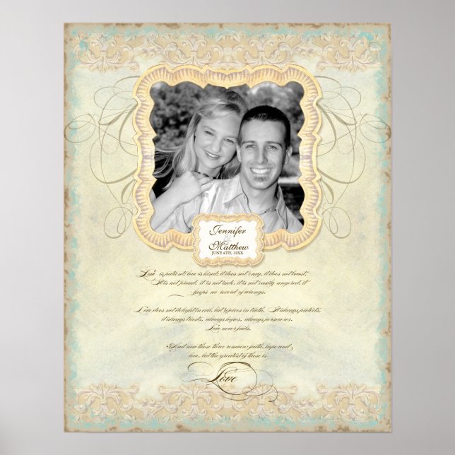 Poster Mariage Photographie Amour Chapitre Baroque Élégan (Devant)