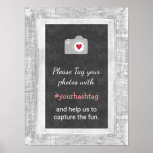 Poster Mariage Photos Instagram Social Media Hashtag Sign