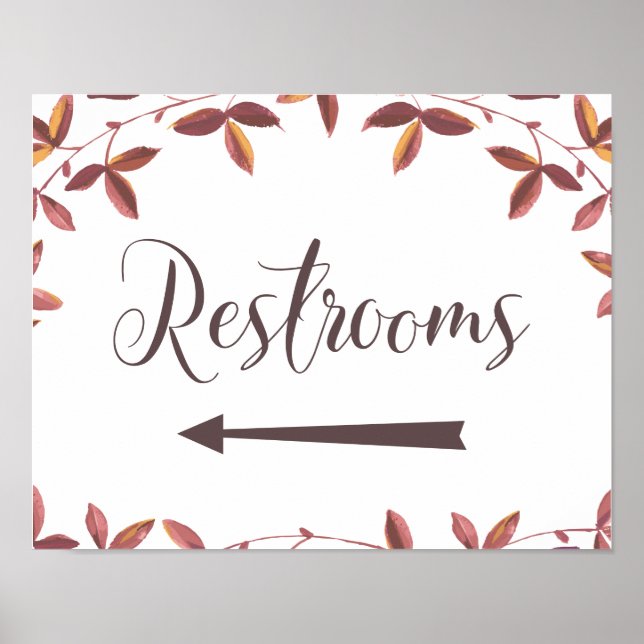 Poster Mariage Réstrooms Flèche gauche Direction Signale  (Devant)