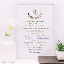 Poster Mariage romantique Rouge & rose Floral Garland