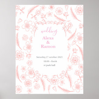 Poster mariage rose