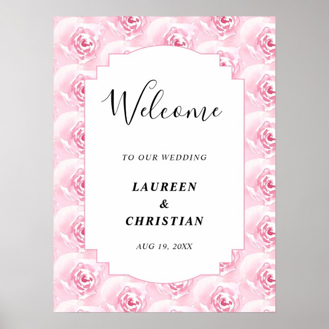 Poster Mariage Rose couleur rose (Devant)