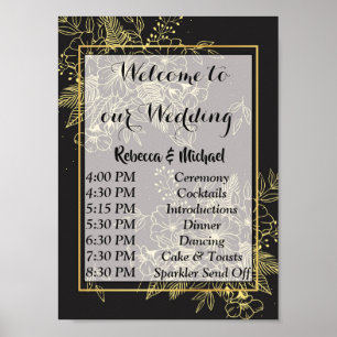 Poster Mariage Rose d'or Ordre des événements P