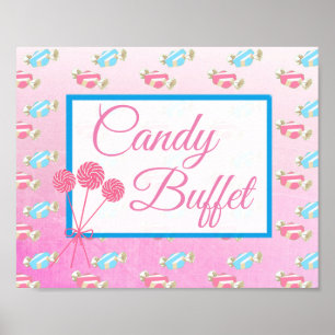 Poster Mariage rose et bleu de la barre de bonbons