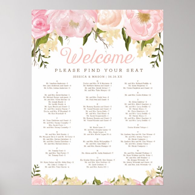 Poster Mariage rose Floral (Devant)
