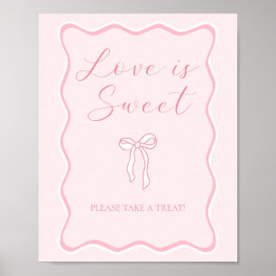 Poster Mariage ruban rose Love is Sweet Favor