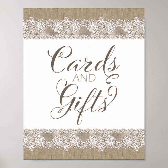 Poster Mariage rustique Burlap et dentelle, panneau de Fê (Devant)