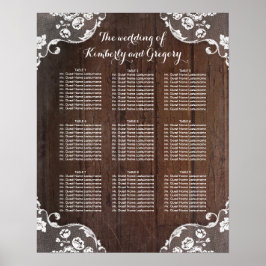 Poster Mariage rustique en bois et dentelle